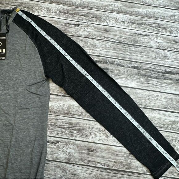 Indigo Star Men's Raglan Sleeve Burnout V Neck Henley Grey Gray Black S SM Small - Picture 11 of 11